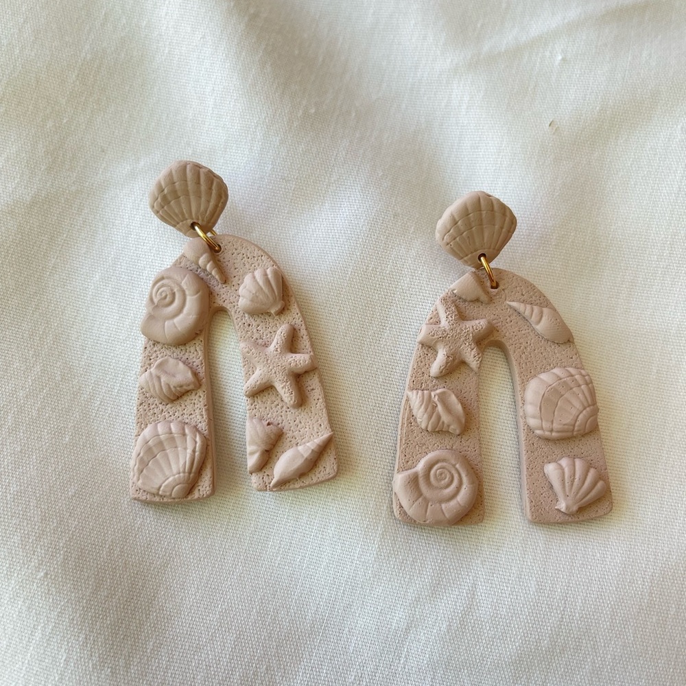 Sea shells polymer clay earrings